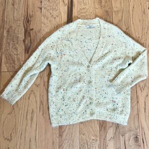 FRNCH White, Multicolor Speckled Cardigan Sweater, size M/L